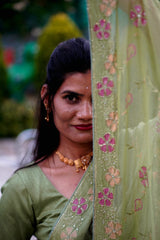 Pure Chiffon Saree in Green
