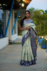 Premium Kanjivaram Silk Saree in Pista Green
