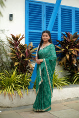 Green Chunari Georgette Saree