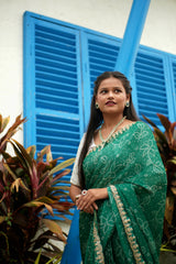 Green Chunari Georgette Saree