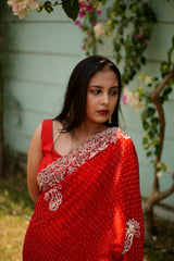 Greece Choo Saree in Red