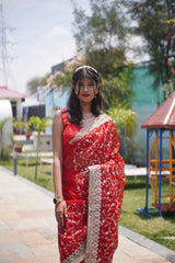 Reshmi Dupatta Heavy Work Saree