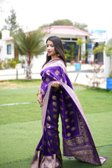 Banarasi Silk Saree in Purple