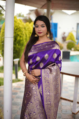 Banarasi Silk Saree in Purple