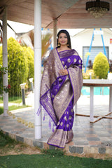 Banarasi Silk Saree in Purple