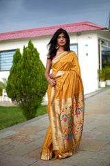 Paithani Silk Saree in Yellow