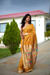Paithani Silk Saree in Yellow