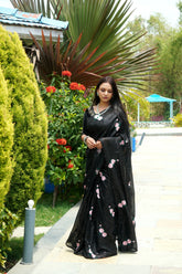 Sequence Black Georgette Saree