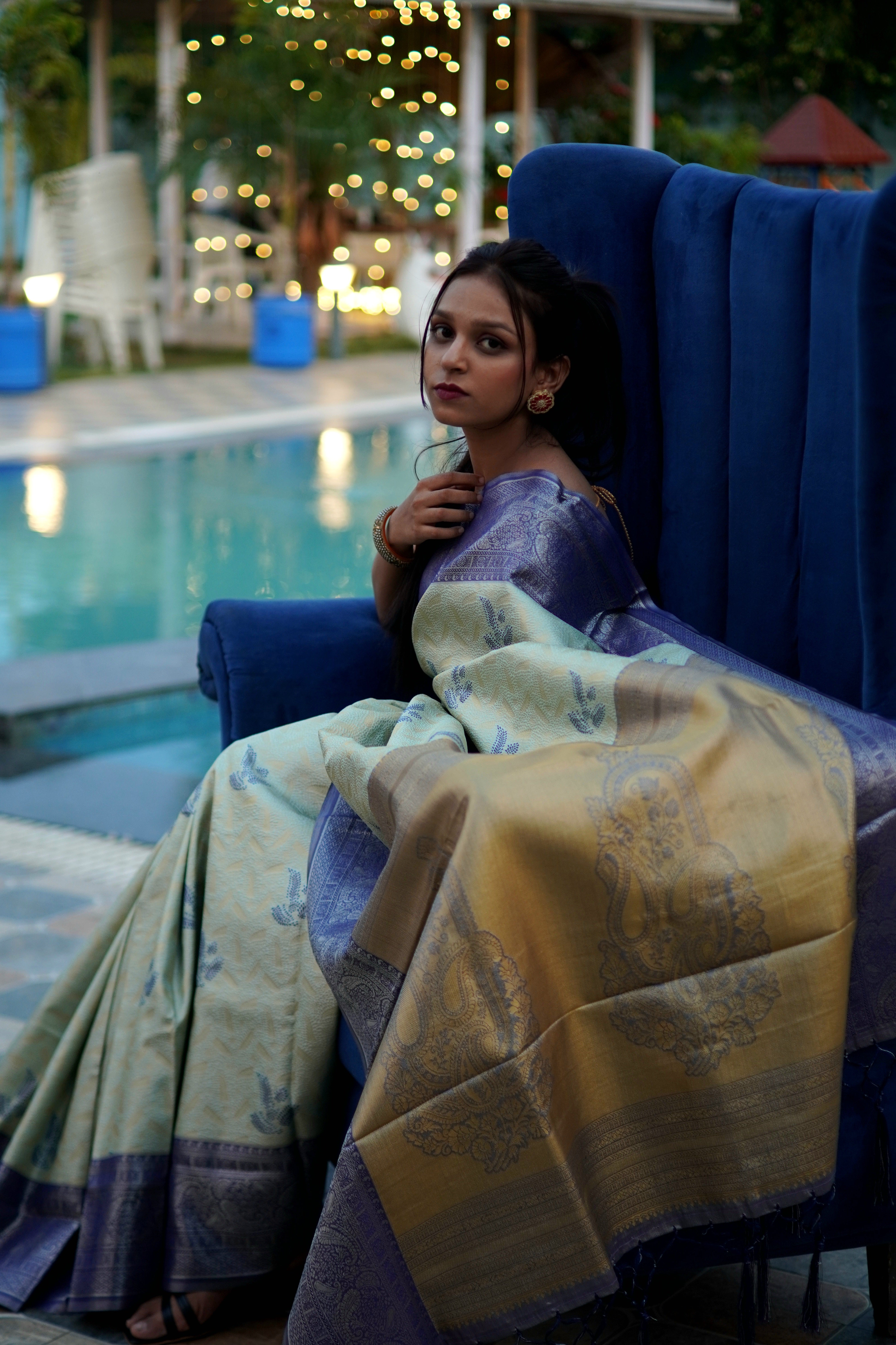 Premium Kanjivaram Silk Saree in Pista Green