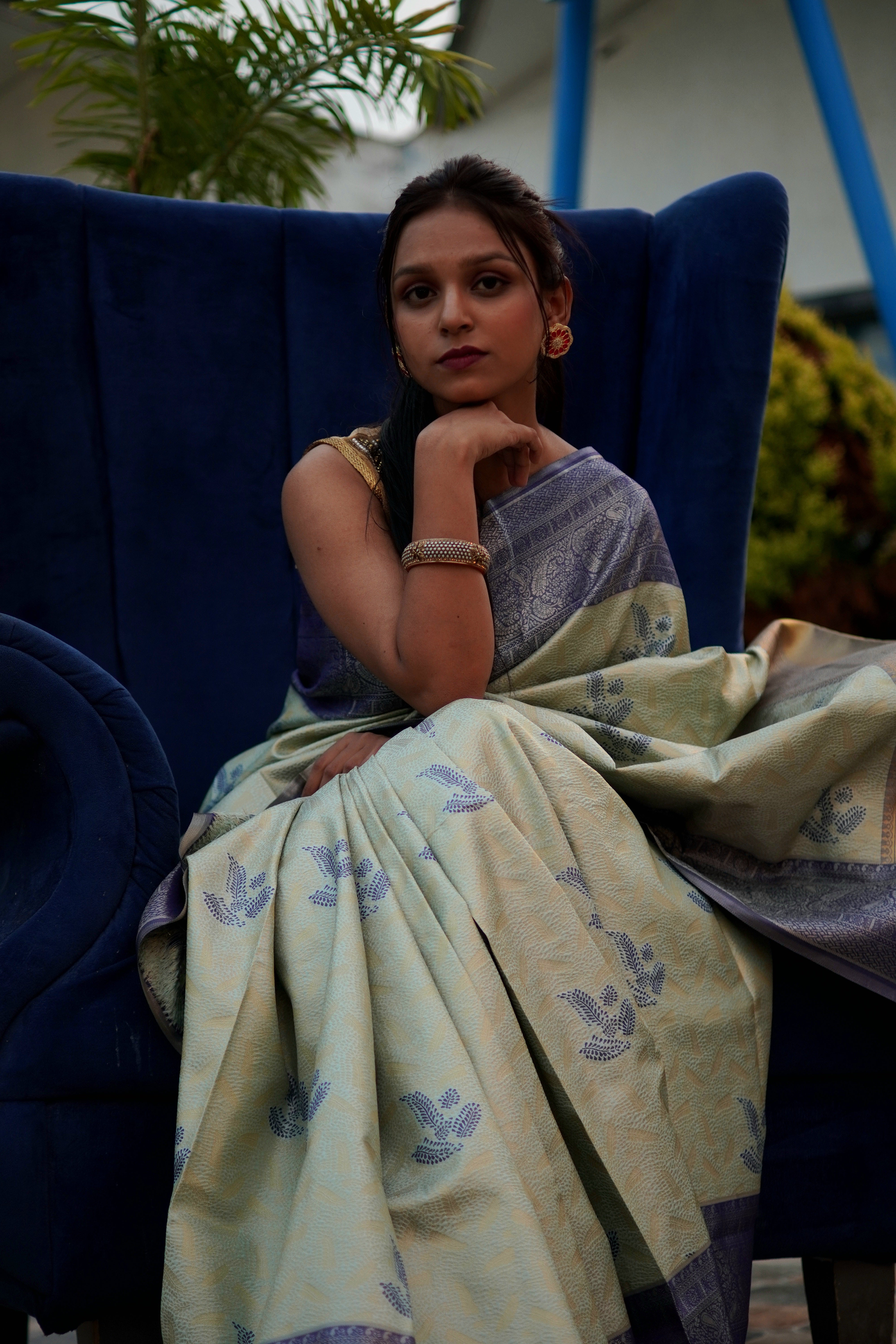 Premium Kanjivaram Silk Saree in Pista Green