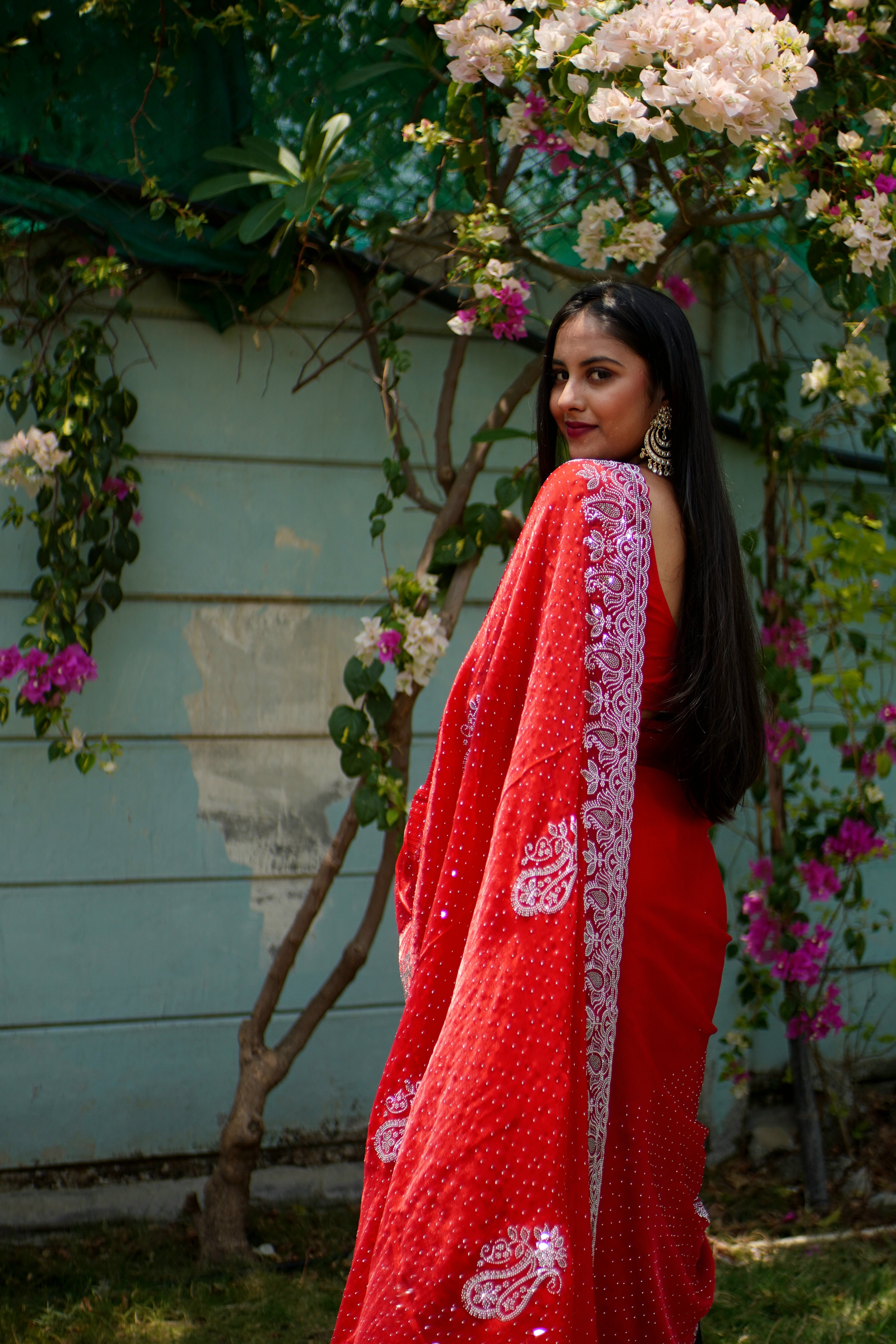 Greece Choo Saree in Red