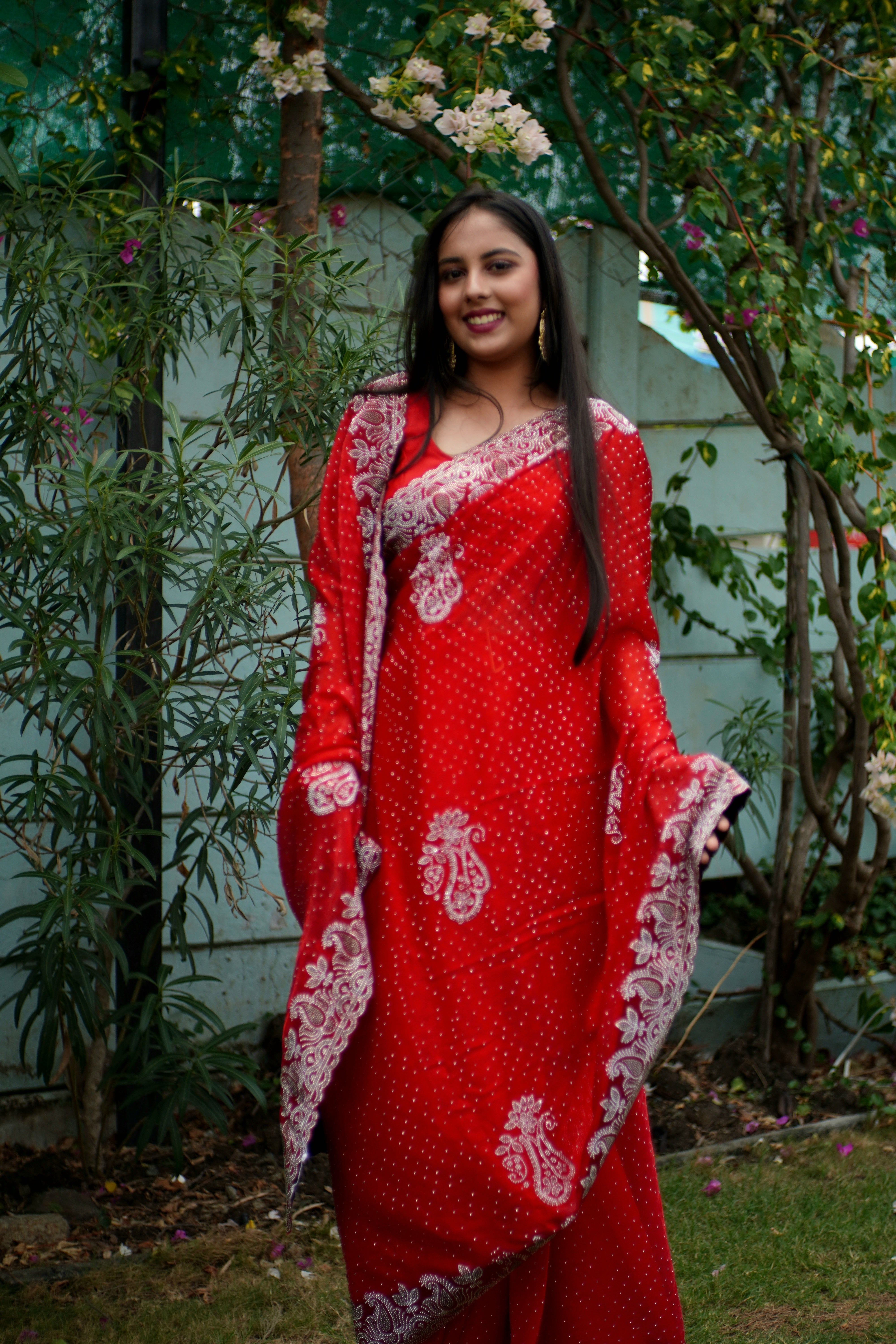 Greece Choo Saree in Red