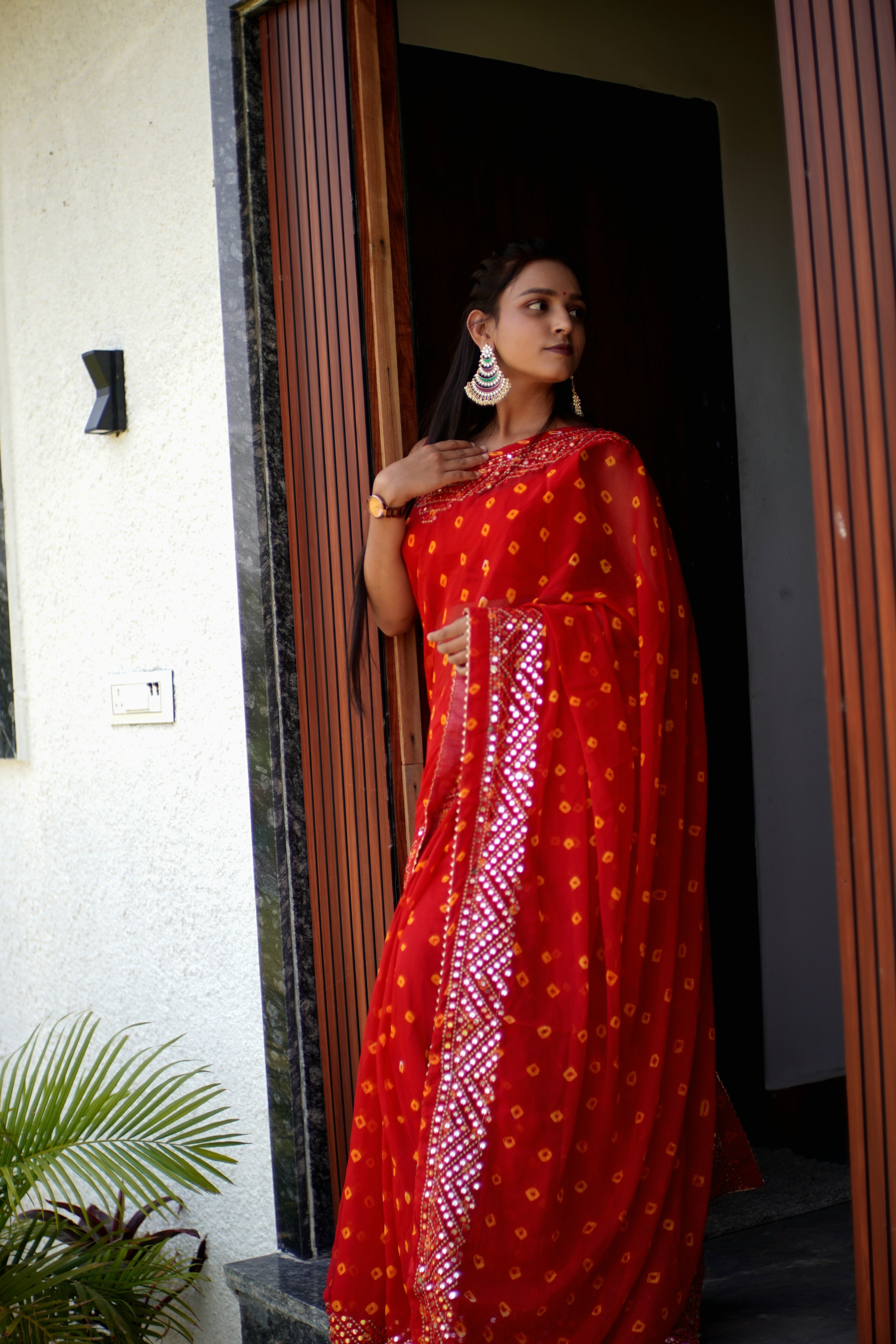 Sequence Glass Chiffon Saree