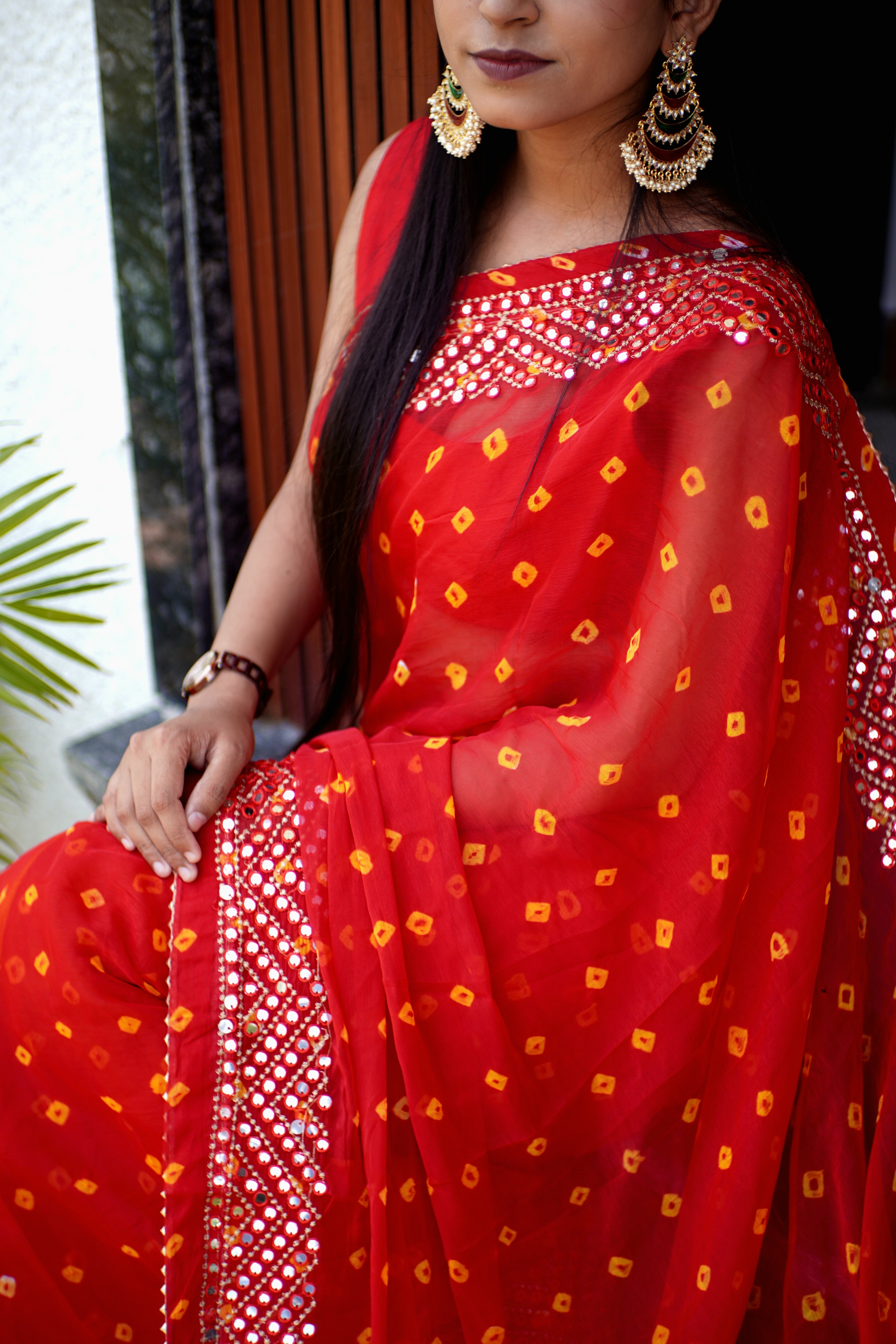 Sequence Glass Chiffon Saree