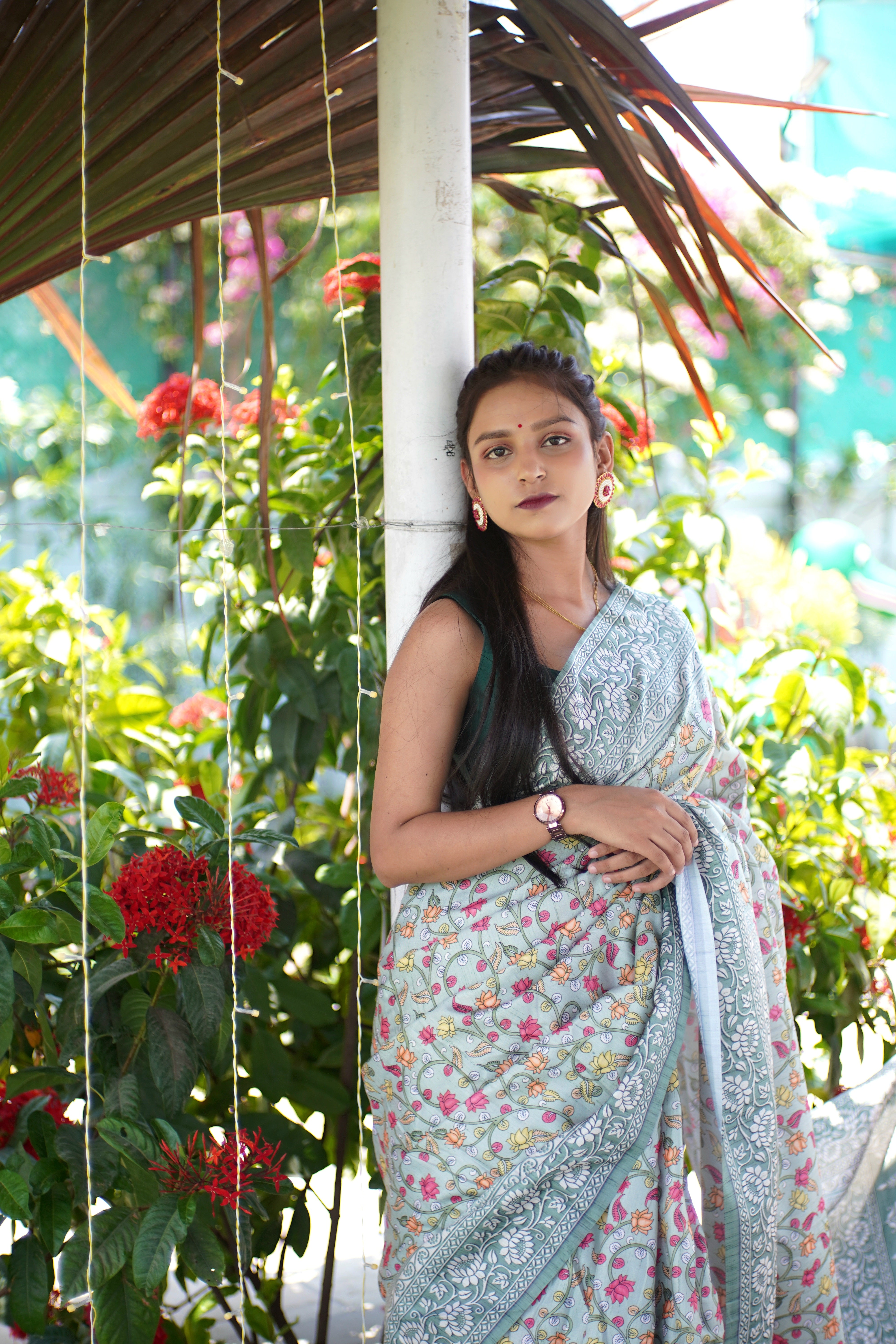 Digital Pari Satin Saree