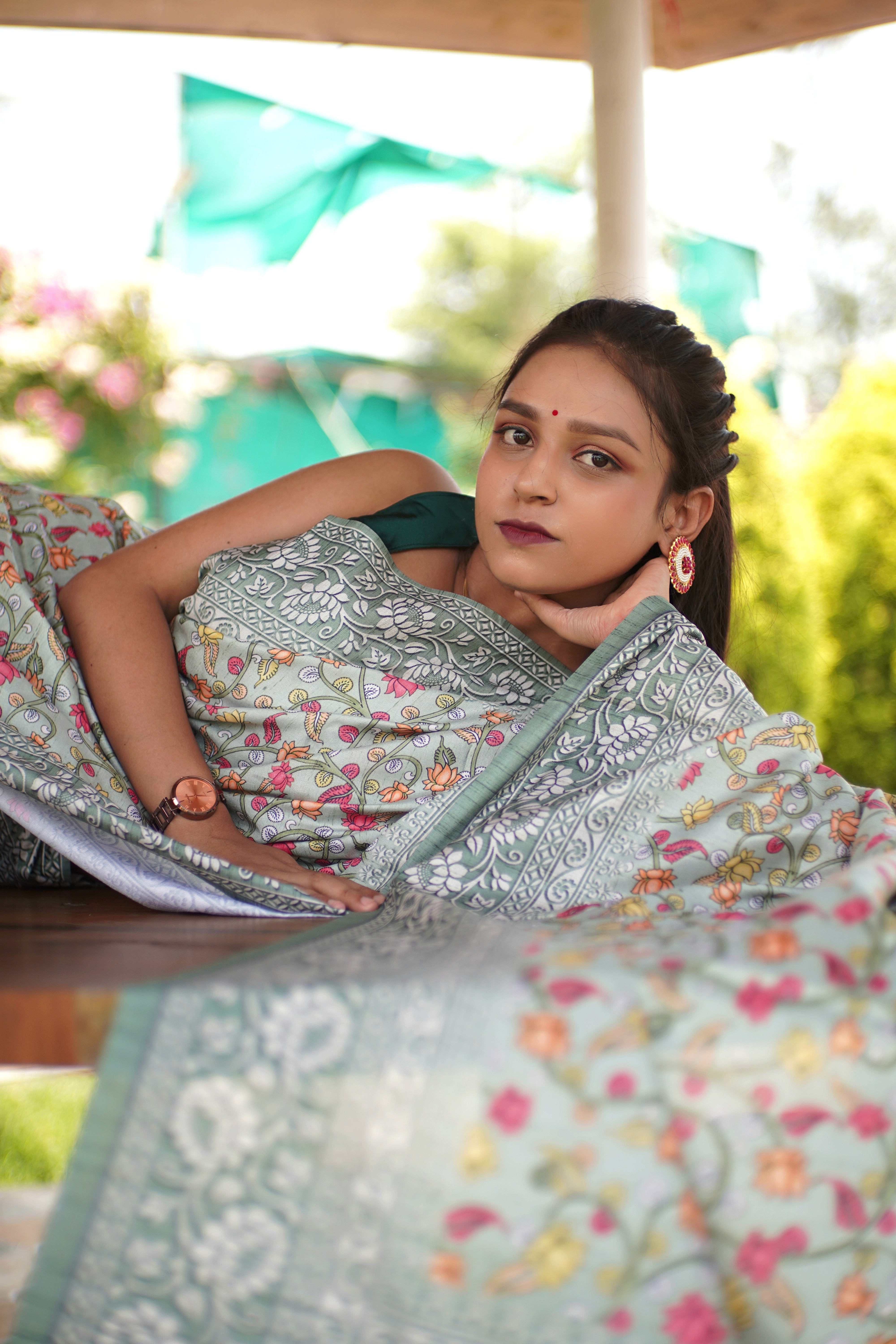 Digital Pari Satin Saree
