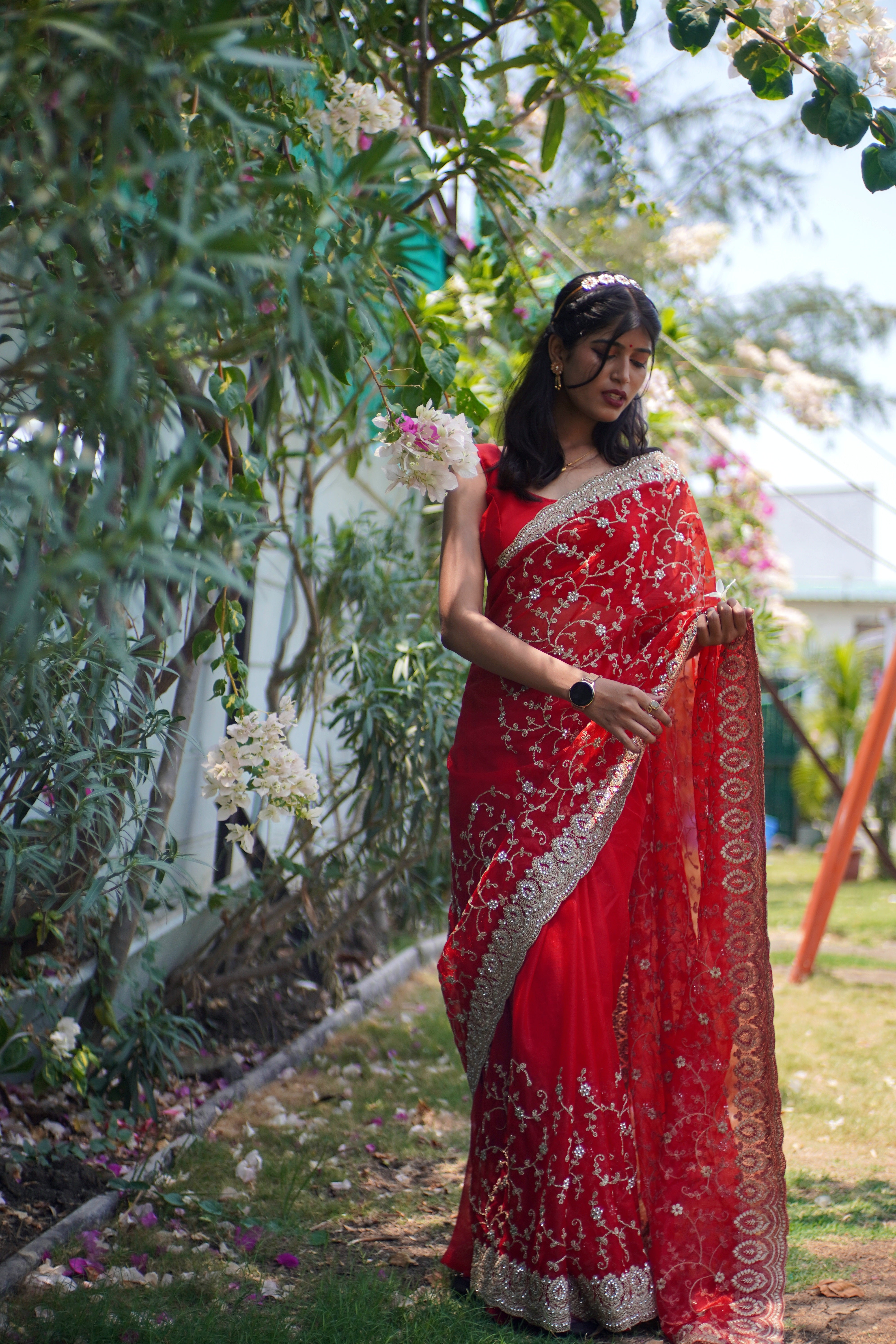 Reshmi Dupatta Heavy Work Saree