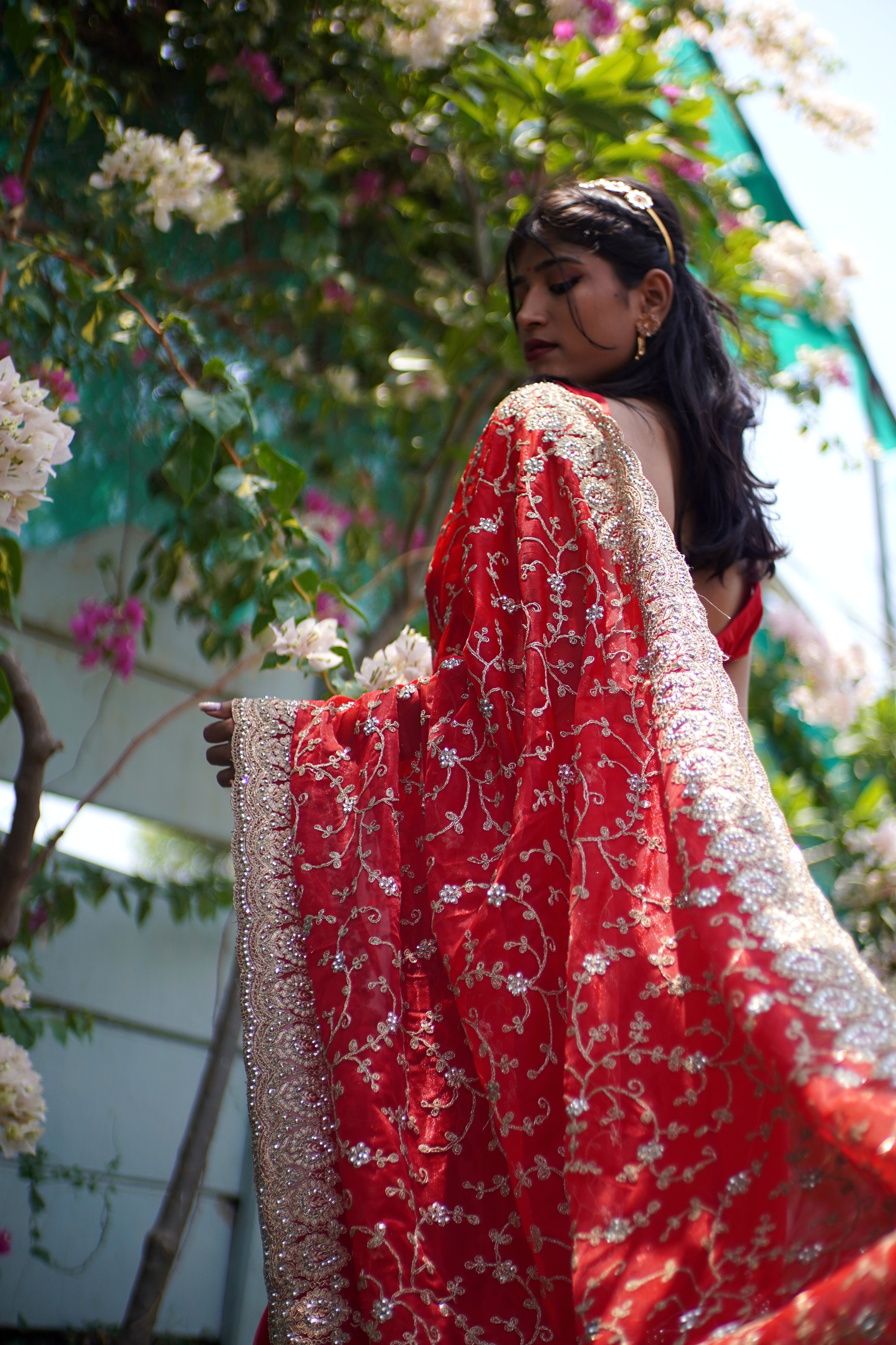 Reshmi Dupatta Heavy Work Saree