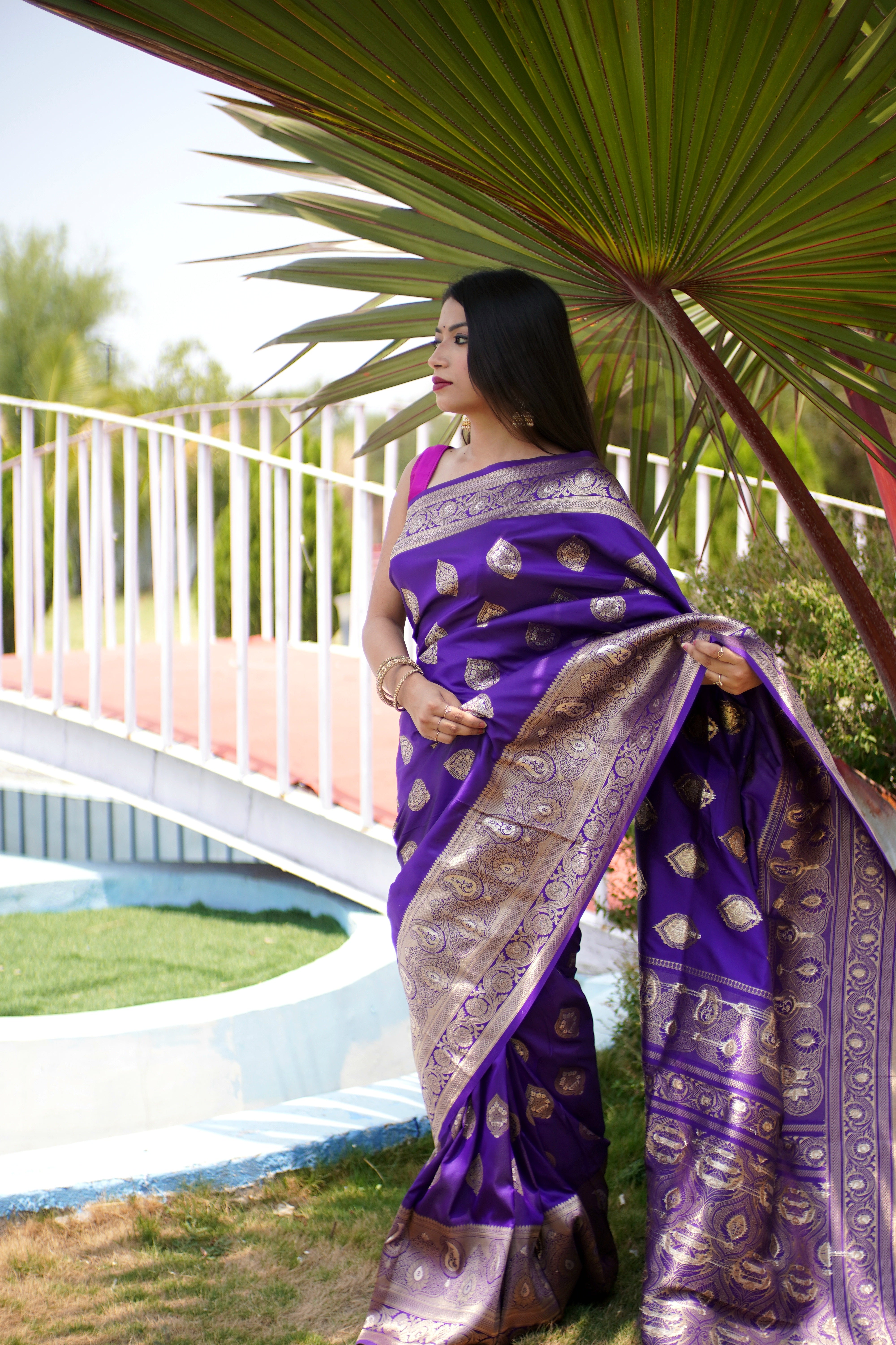 Banarasi Silk Saree in Purple