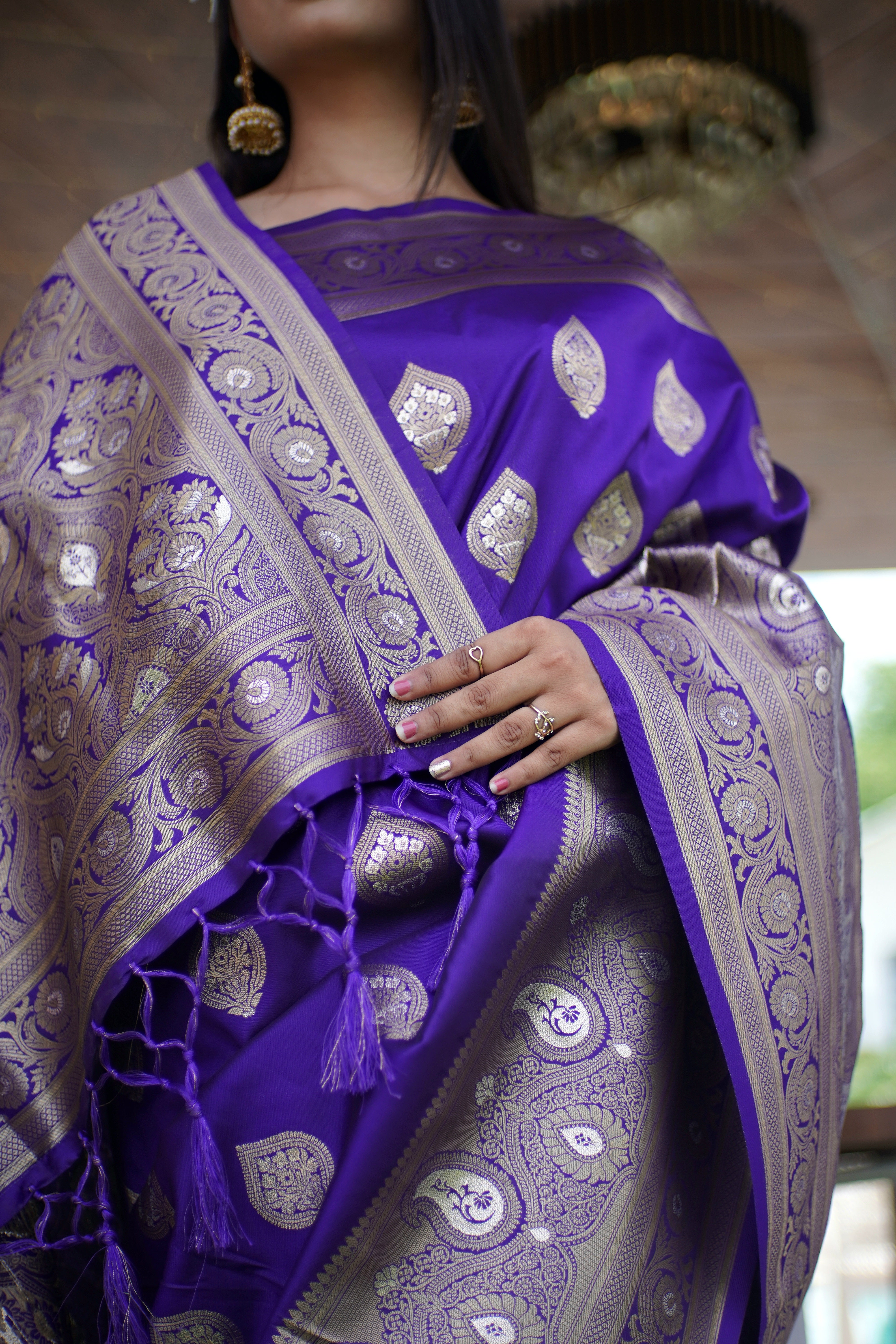 Banarasi Silk Saree in Purple