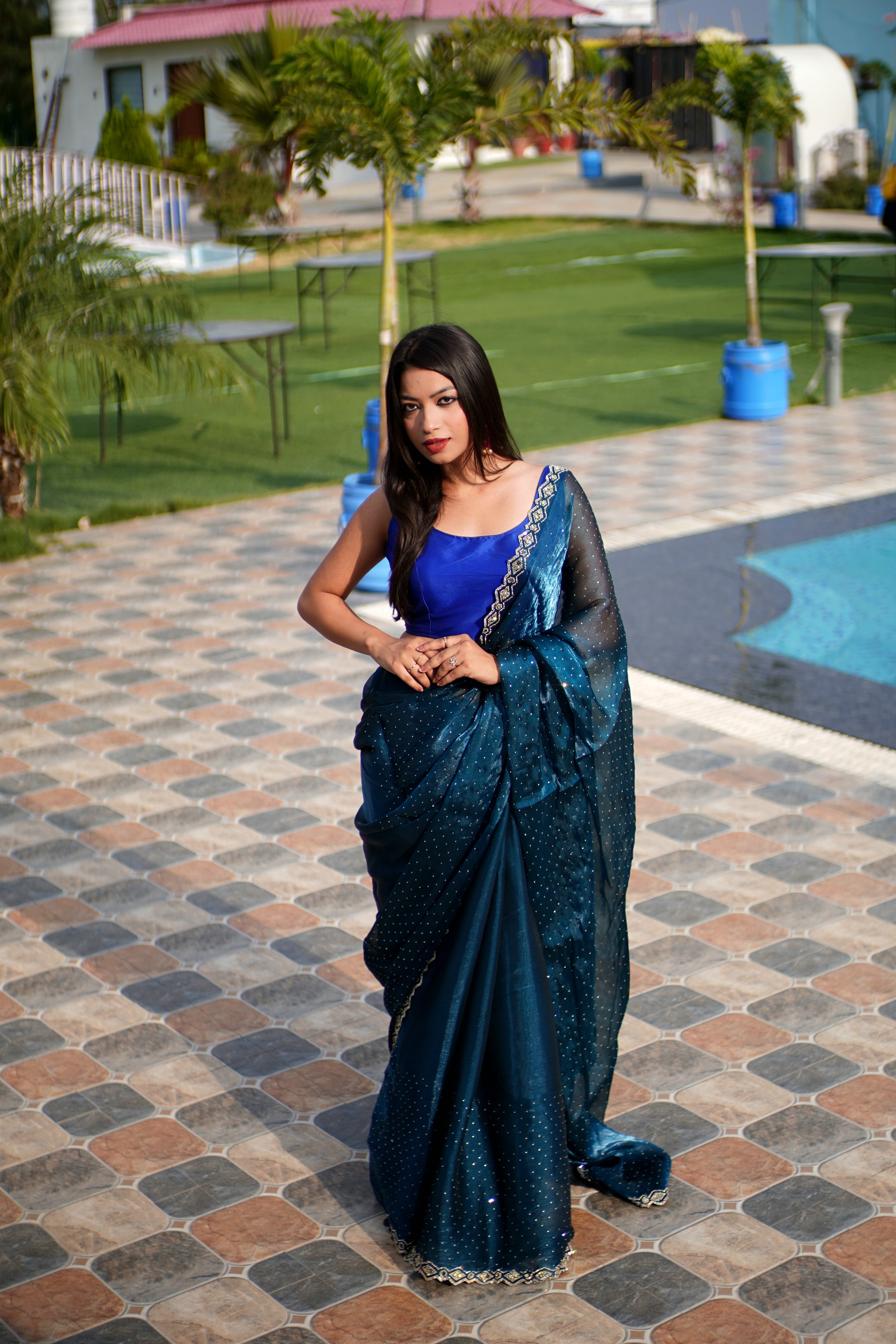 Jimmy Choo Saree in Blue