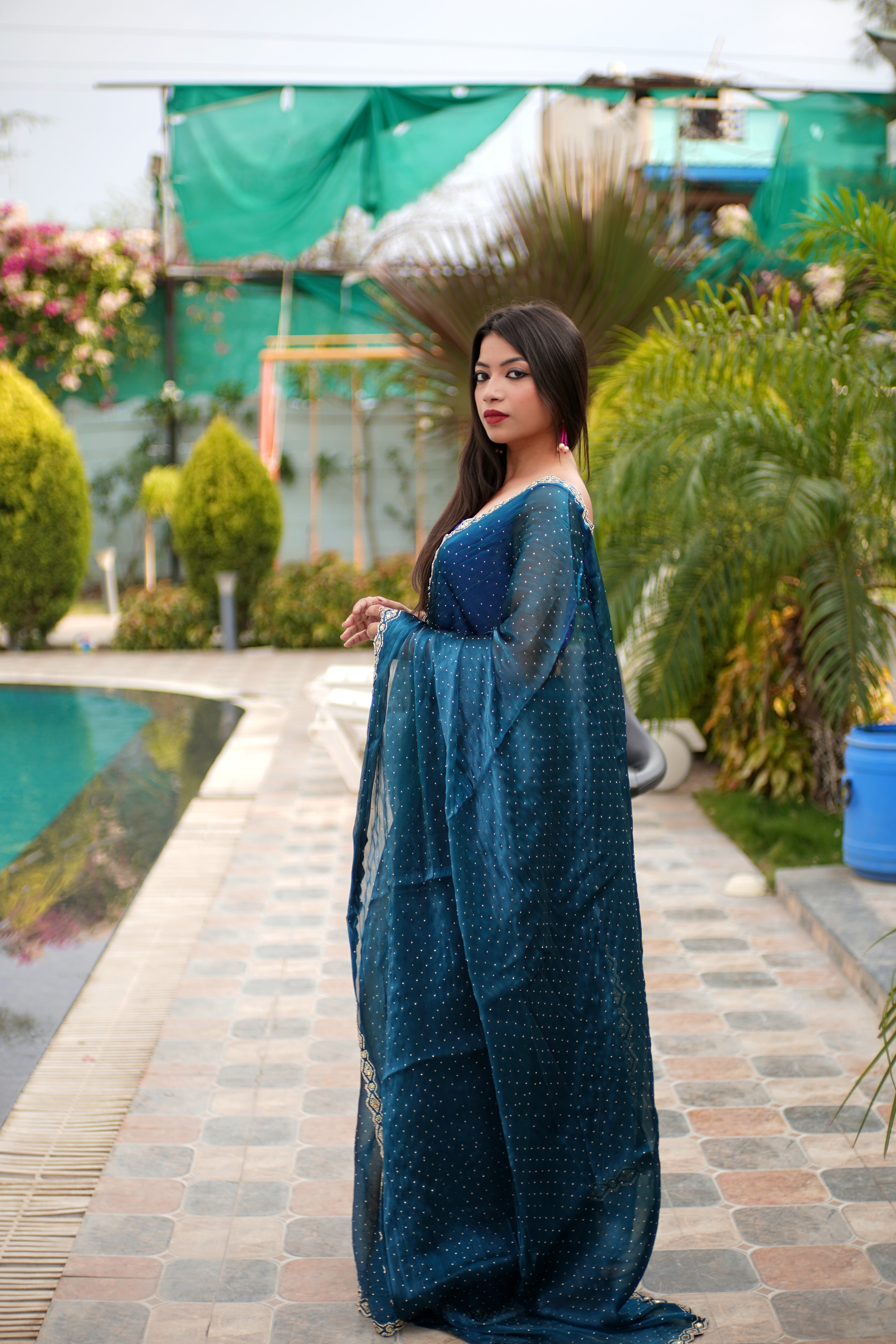 Jimmy Choo Saree in Blue