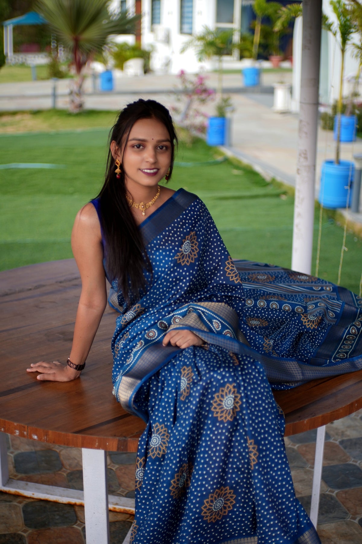 Chunri Print Dola Silk Saree