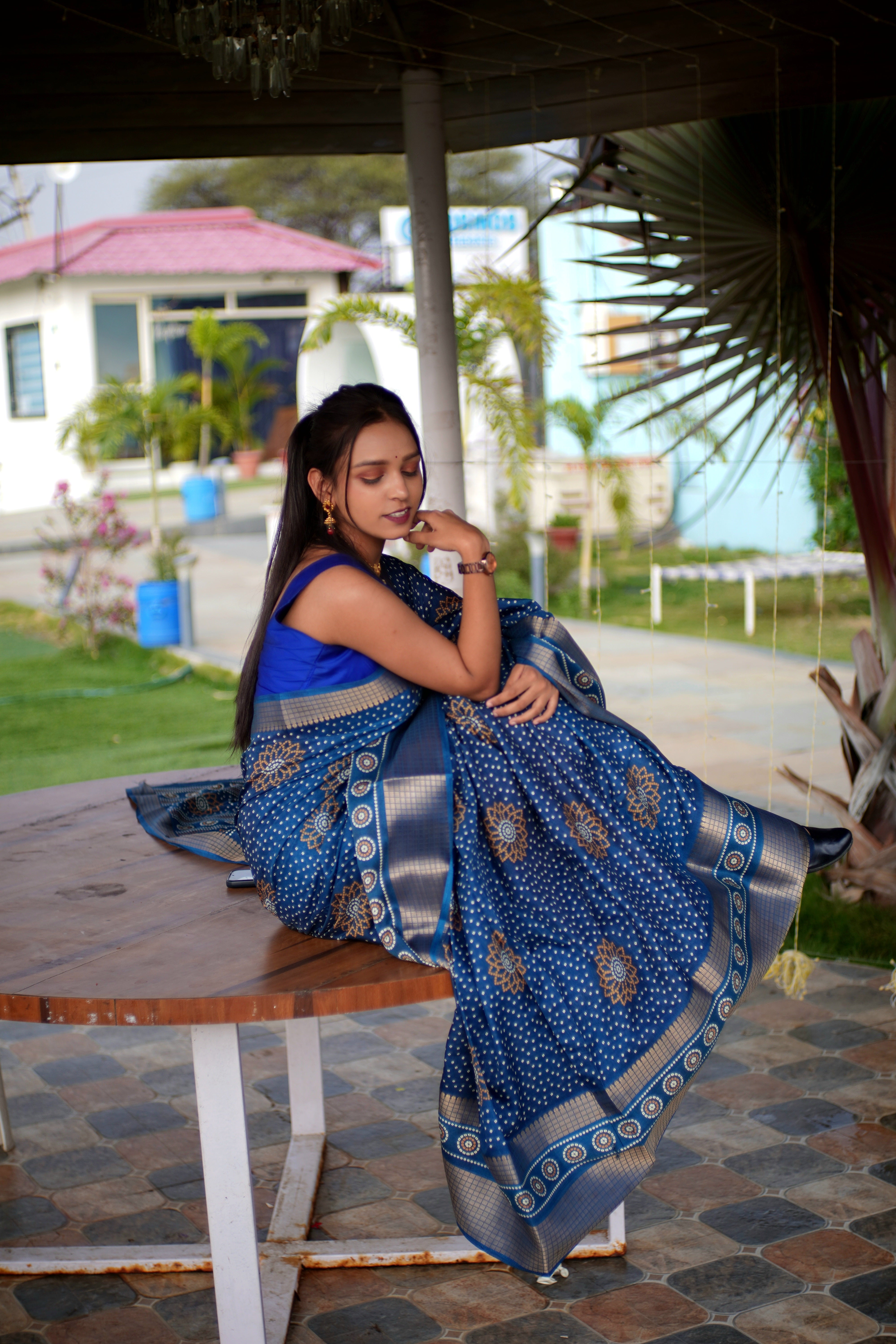 Chunri Print Dola Silk Saree