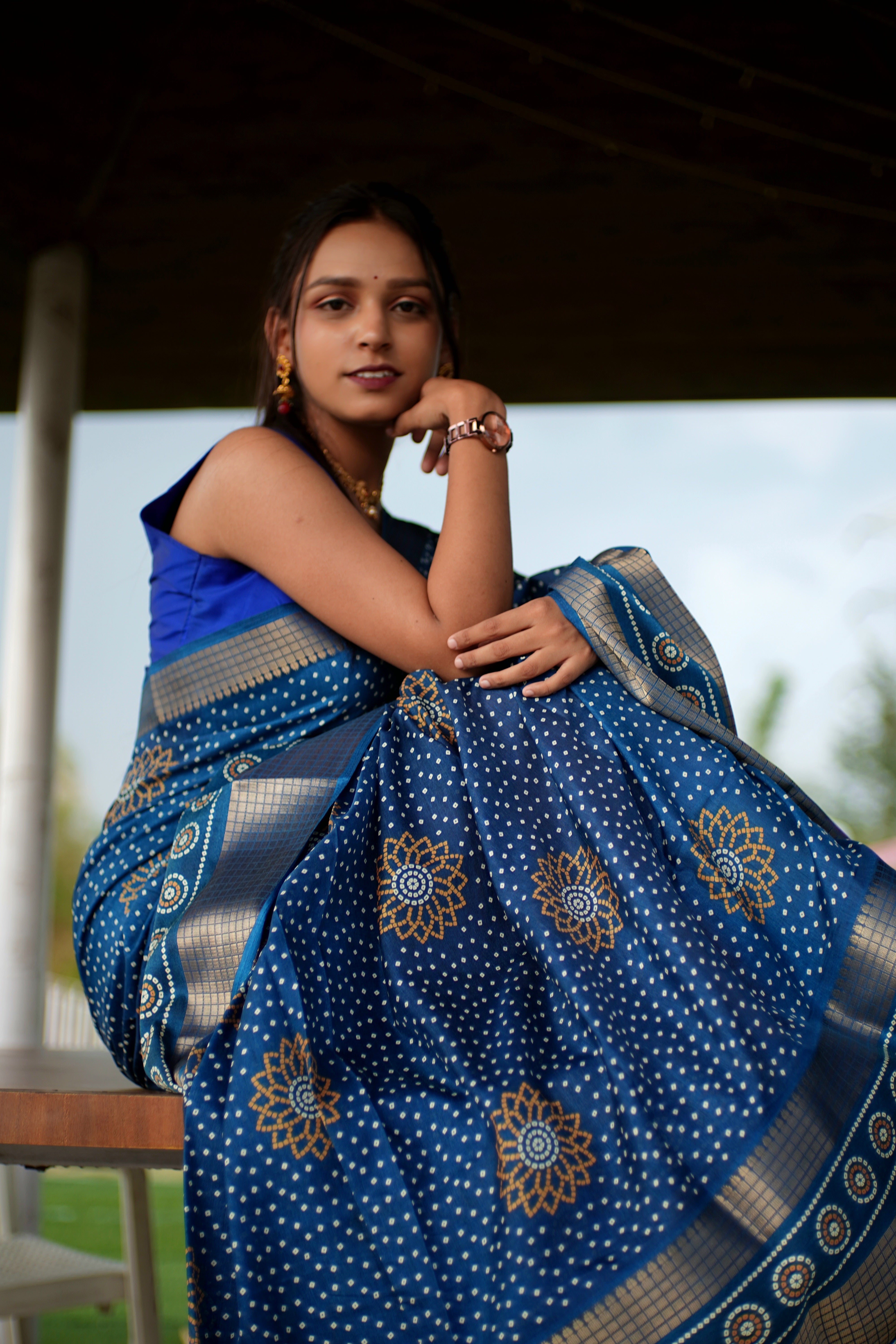 Chunri Print Dola Silk Saree