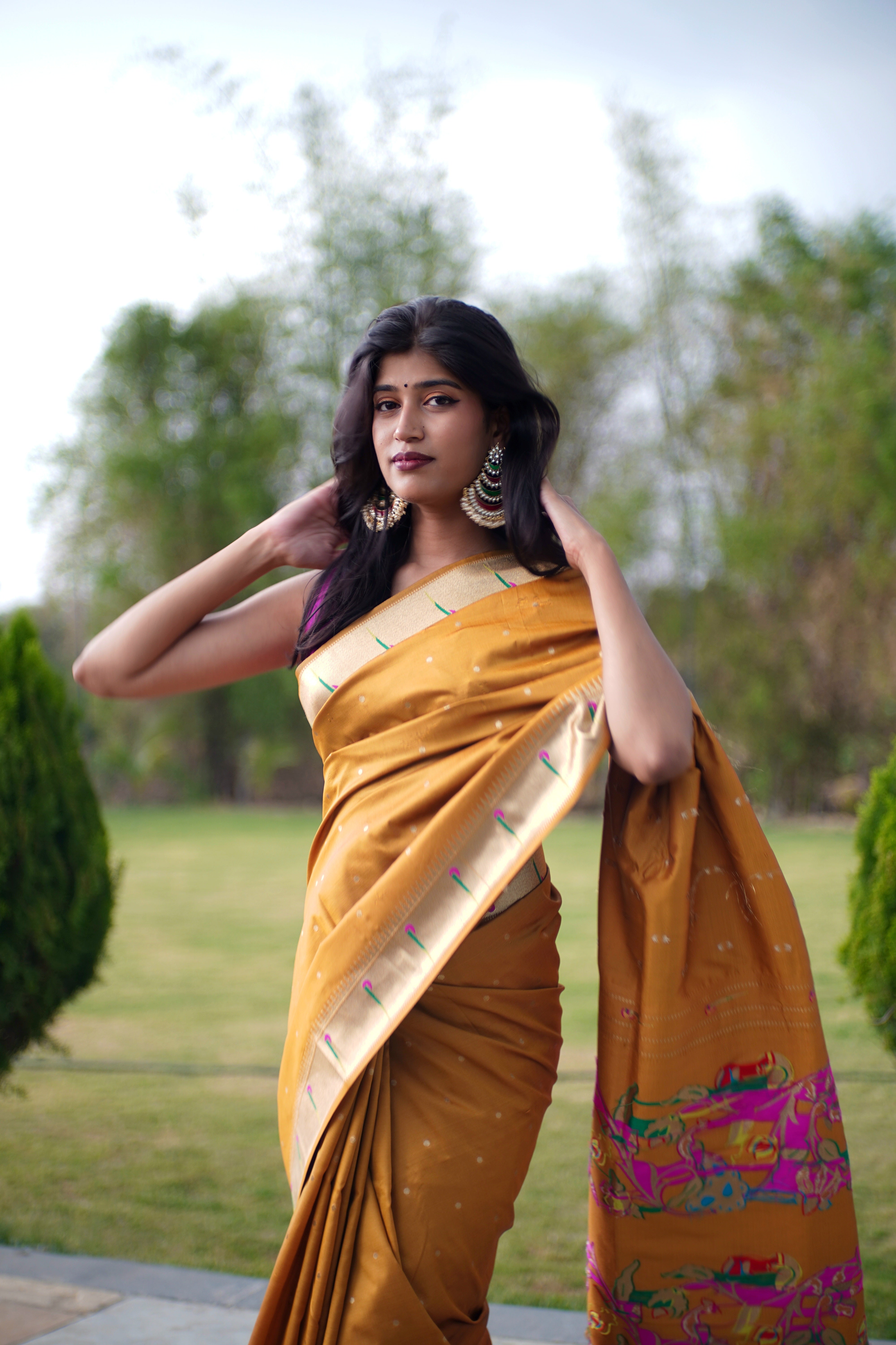 Paithani Silk Saree in Yellow