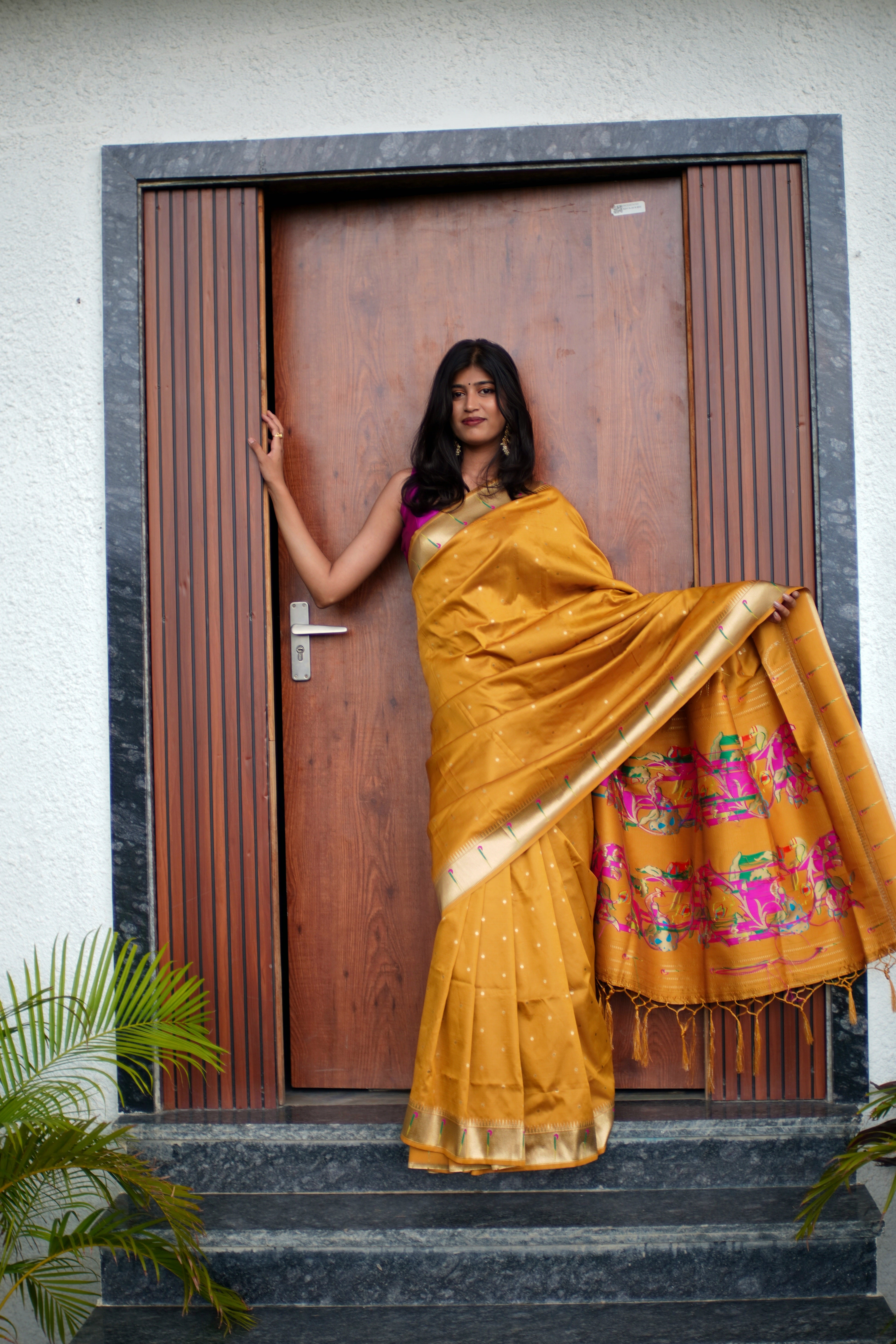 Paithani Silk Saree in Yellow