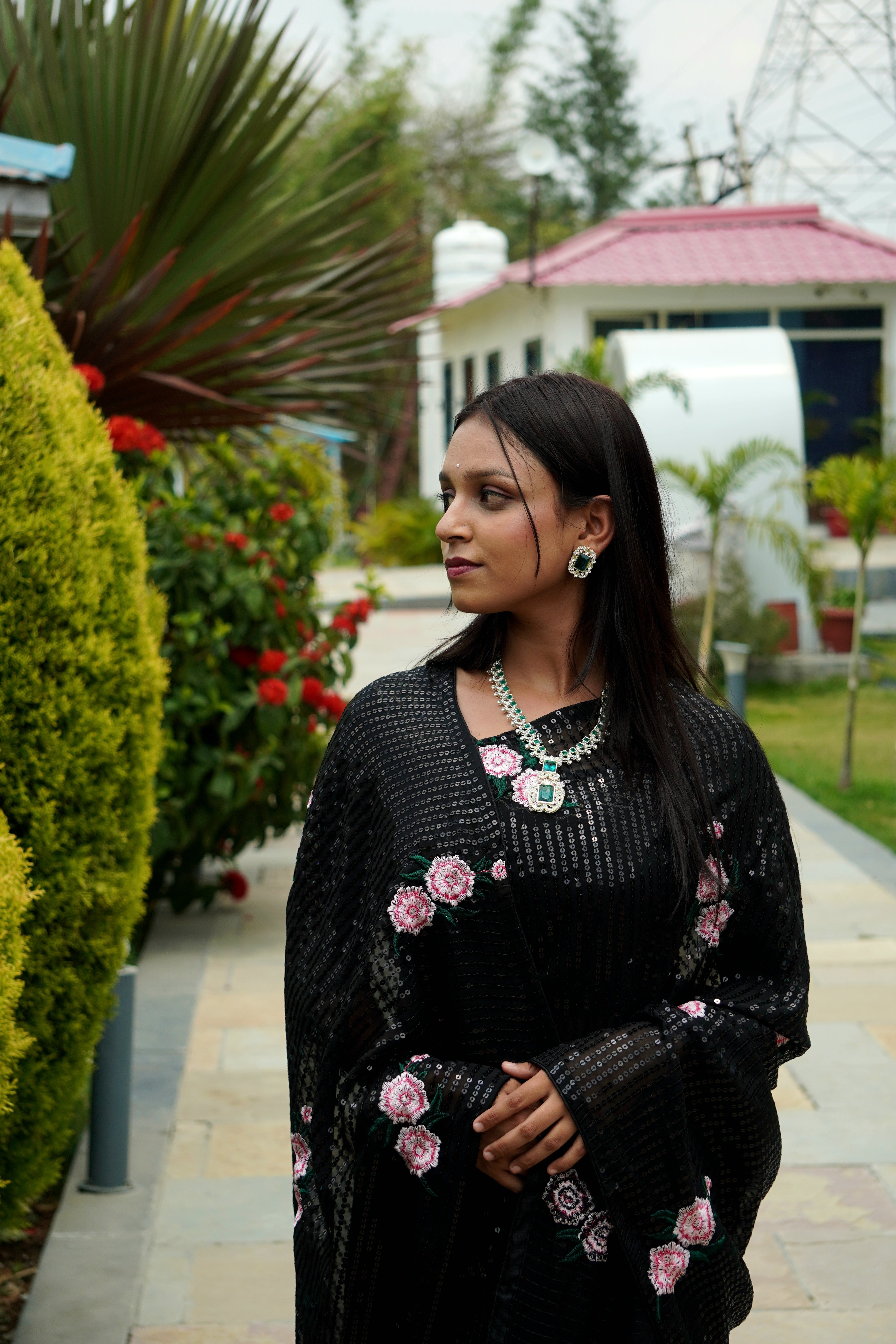 Sequence Black Georgette Saree